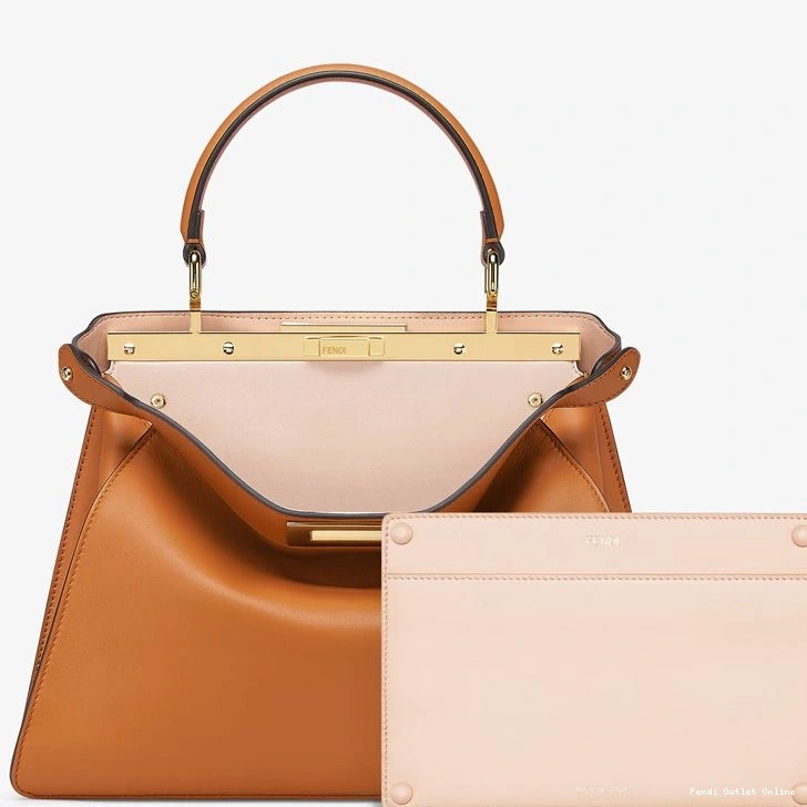 Affordable Medium In Fendi Peekaboo ISeeU Bag Laether Brown Nappa 0718